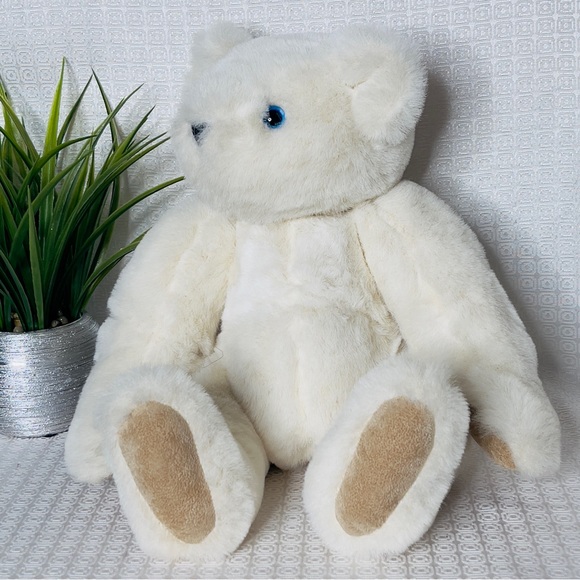 Vermont Teddy Bear White With rotatable Jointed Limbs, Head And Blue Eyes - Picture 3 of 12